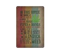 CUIYMXSC Plaque en étain avec inscription « In This House We Smoke It Eat It Vape It Apply It » - We Believe In Weed - Décoration murale fantaisie pour la maison - 20,3 x 30,5 cm