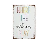 CUIYMXSC Plaque en étain humoristique « Siblings Make The Best Friend Where The Wild Ones Play » - Décoration murale pour la maison et le bar - 20,3 x 30,5 cm