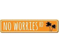 CUIYMXSC Plaque en métal No Worries Rd Beach Street Sign Palm Tree Ocean Lover Tin 40,6 x 10,2 cm