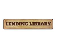 CUIYMXSC Plaque en métal vintage avec inscription « Lending Library » - Décoration murale - 40,6 x 10,2 cm