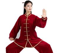 Cuiynice Vêtements d'automne et d'hiver pour Hommes Plus Velours et épais Exercices matinaux Arts Martiaux Shaolin Kung Fu Tai Chi Taekwondo Hommes (Rouge L)