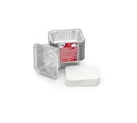 Cuki Professional Lot de 50 moules rectangulaires en aluminium avec couvercles, 1 portion, 14,5 x 12 x 4 cm, 1 paquet de 50 pièces, jetables pour four, micro-ondes, réfrigérateur, cuisson