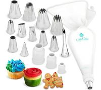 CukkiCakes Set Douille Patisserie Professionnelle (S, M, L, XL + Douilles de Garnissage) + Poche A Douille Patisserie + Adaptateur 16 pcs.- Décoration Cupcakes, Gâteaux - Made in South Korea