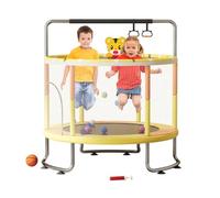 cukoekim 5ft Trampoline Exterieur Enfant, Interieur Enfants de Trampoline de 59 Pouces, Mini-Trampolines avec Panier de Basket, Balançoire et Sac de Sable, Le pour Les Garçons et Les