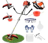 cukoekim Débroussailleuse à essence 52 cc, 2 en 1, mise à niveau, à gaz, sac à dos à 2 temps, avec lame tranchante de 25,4 cm, outil de jardinage multifonction pour cour, pelouse rouge