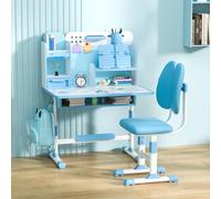 cukoekim Ensemble bureau et chaise réglables pour enfants avec séparateurs et tiroirs, chaise de bureau d'écriture pour l'école à domicile, ensemble de chaise de bureau et de chaise avec support de