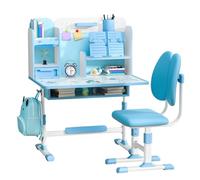 cukoekim Ensemble table et chaises réglables pour enfants, bureau d'étude à domicile avec chaise ergonomique, cloison scientifique et tiroir, ensemble table et chaises pour enfants pour écrire, lire