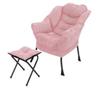 cukoekim Fauteuil Inclinable avec Tabouret, Fauteuil de Loisirs avec Accoudoirs et Poches Latérales, Chaise de Lecture en Tissu Doux pour Le Salon, la Chambre à Coucher, Le Bureau Rose 3