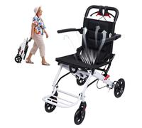 cukoekim Fauteuil roulant pliable leger, pour les adultes et les seniors, Cadre en acier au carbone, avec sangle de sécurité réglable, Frein à main ergonomique, Idéal pour sortir et voyager Noir