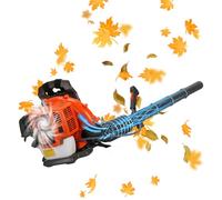 cukoekim Souffleur de feuilles à essence 63 cc à 2 temps avec force de vent puissante de 665 CFM, souffleur à essence pour entretien de pelouse, nettoyage de route (orange clair)