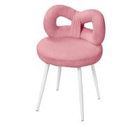 cukoekim Tabouret de Coiffeuse avec Dossier en Noeud Papillon, Chaise de Maquillage pour Chambre à Coucher, Chaise de Dressing réglable, siège d'appoint, Cadeau pour Femmes et Filles Rose 2