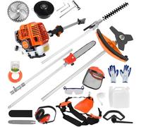cukoekim Wacker de Mauvaises Herbes à gaz, Tranche Haies Essence 52cc 2cc 2 Coups & Trimmer d'herbe, 5 en 1 mangeur Multi-1, Coupe-Brosse Poteau Long Outil Coupe extérieur pour Le Jardin la Cour