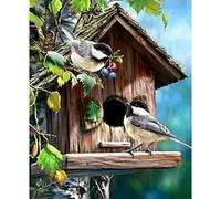 Cukol Canevas Broderie Point de Croix Kit Complet Adulte Oiseau, Kit Broderie Point de Croix Compté Pré Imprimé Enfant Débutant Adulte, Kit Canevas Complet Avec Fils 11ct 36 x 46 cm