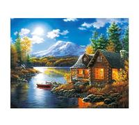Cukol Canevas Broderie Point de Croix Kit Complet Adulte Paysage Rural - Facile Kit Broderie Debutant pour Loisirs Créatifs Activité Manuelle, 36x46 cm 11CT Mer Imprimé Cross Stitch Embroidery Set