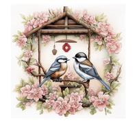 Cukol Cukol Canevas Broderie Point de Croix Kit Complet Adulte Debutant Compté Pré Imprimé Estampillé Moderne Débutant avec Fils, Facile Animaux Oiseaux 11ct Cross Stitch Loisirs Créatifs Set 36x36 cm