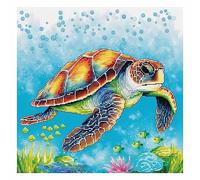 Cukol Cukol Canevas Broderie Point de Croix Kit Complet Adulte Debutant Compté Pré Imprimé Estampillé Moderne Débutant avec Fils, Animaux Tortue Mer 11ct Cross Stitch Loisirs Créatifs Set 40x40 cm