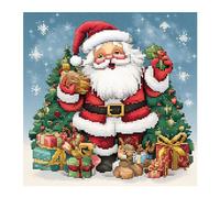 cukol cukol Canevas Broderie Point de Croix Kit Complet Adulte Debutant Compté Pré Imprimé Estampillé Moderne Débutant avec Fils, Facile Père Noël 11ct Cross Stitch Loisirs Créatifs Set 36 X 36 cm