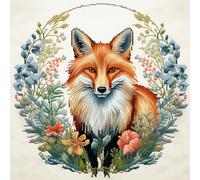 cukol cukol Canevas Broderie Point de Croix Kit Complet Adulte Debutant Compté Pré Imprimé Estampillé Moderne Débutant avec Fils, Facile Animaux Renard 11ct Cross Stitch Loisirs Créatifs Set 36x36 cm