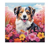 Cukol Cukol Canevas Broderie Point de Croix Kit Complet Adulte Debutant Compté Pré Imprimé Estampillé Moderne Débutant avec Fils, Facile Animaux Chien 11ct Cross Stitch Loisirs Créatifs Set 40 X 40 cm