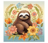 Cukol Cukol Canevas Broderie Point de Croix Kit Complet Adulte Debutant Compté Pré Imprimé Estampillé Moderne Débutant avec Fils, Facile Animaux Paresseux 11ct Cross Stitch Loisirs Créatifs Set 36x36
