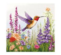 cukol cukol Canevas Broderie Point de Croix Kit Complet Adulte Debutant Compté Pré Imprimé Estampillé Moderne Débutant avec Fils, Facile Animaux Colibri 11ct Cross Stitch Loisirs Créatifs Set