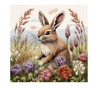 Cukol Cukol Canevas Broderie Point de Croix Kit Complet Adulte Debutant Compté Pré Imprimé Estampillé Moderne Débutant avec Fils, Facile Animaux Lapin 11ct Cross Stitch Loisirs Créatifs Set 36 X 36 cm