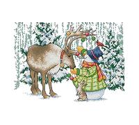 cukol cukol Canevas Broderie Point de Croix Kit Complet Adulte - Facile Kit Broderie Debutant pour Loisirs Créatifs Activité Manuelle, 36x46 cm 11CT Neige Noel Imprimé Cross Stitch Embroidery Set