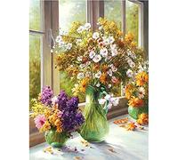 cukol cukol Canevas Broderie Point de Croix Kit Complet Adulte Fleur - Facile Kit Broderie Debutant pour Loisirs Créatifs Activité Manuelle, 36x46 cm 11CT Imprimé Cross Stitch Embroidery Set