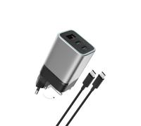CUKTECH 65W Chargeur USB C GaN à 3 Ports, Broches Pliables, Câble Tressé 1m | 2C1A, Xiaomi 90W, 50% Plus Compact, IgnifugeV0, 9 Protections, Certifié CE, Pour iPhone 17&16&15/Samsung S26&S25/MacBook/iPad