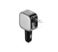 CUKTECH 90W 3 en 1 Chargeur Allume Cigare USB-C Rétractable avec Écran LED, Moniteur Puissance/Tension, Chargeur Voiture GaN Charge Rapide PD 3.0, pour MacBook, iPad, iPhone 17/16, Galaxy S25, Xiaomi