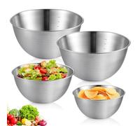Cul De Poule Inox, 4 Pièces Saladiers 0,8 L/1,2 L/1,5 L, Bol Inox, Bols À Mélanger, Saladier Inox Avec Balance Pour Mélanger Salade De Fruits, Riz Et Pâtes