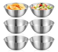 Cul De Poule Inox, 6 Pièces Bols Mélangeurs En Acier Inoxydable 1,2 L, Bol Inox, Saladiers, Bols À Mélanger, Saladier inox Avec Balance Pour Mélanger Salade De Fruits, Riz Et Pâtes(19,3 cm)