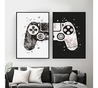 CULASIGN Lot de 2 posters de qualité supérieure - Noir et blanc - Manette de jeu - Sans cadre photo - Décoration murale pour salon, bureau, couloir, entrée - 40 x 50 cm