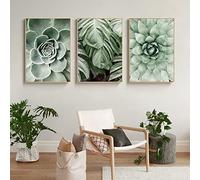 CULASIGN Lot de 3 posters de qualité supérieure - Motif plantes vertes modernes - Feuilles vertes - Décoration pour chambre à coucher et salon - Sans cadre (A,50 x 70 cm)
