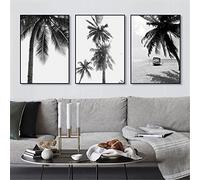 CULASIGN Lot de 3 posters palmiers noir et blanc - Paysage de plage moderne - Décoration intérieure chambre à coucher salon 40 x 50 cm