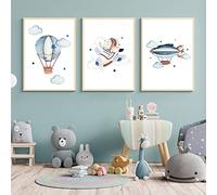 CULASIGN Lot de 3 posters pour chambre d'enfant - Format A4 - Sans cadre photo - Tableau mural décoratif pour fille garçon - Motifs : voitures, avions, montgolfières (DEF, 21 x 30 cm)