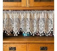 CULASIGN Rideau court, style maison de campagne, broderie creuse beige, rideau brise-bise vintage dentelle crochet rideau bistrot rétro élégant cáfe rideau court (taille : l 150 x H 38 cm)