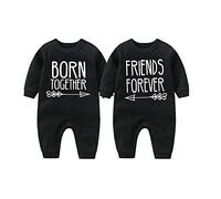 culbutomind Body Bébé Jumeaux Amis Pour Toujours Naissance Vêtement Fille Garçon Cadeaux Manches Longues Jumeau Pyjama(black BF 6m)