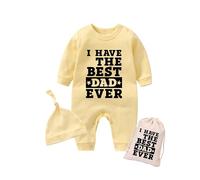 culbutomind Body Bébé Jumeaux I Have The Best Dad Ever Vêtement Jumeau Manches Longues Pyjama Avec Bonnet(yellow 9m)