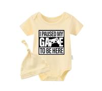 culbutomind Body Bébé Jumeaux I Paused My Game To Be Here Jumeau Manches Courtes Pyjama Avec Bonnet(yellow 6m)