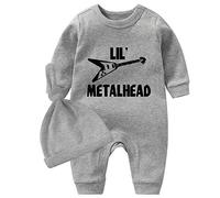 culbutomind Body Bébé Jumeaux Metalhead Naissance Vêtement Fille Garçon Cadeaux Jumeau Pyjama Bébé Avec Bonnet(grey 6m)