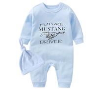 culbutomind Body Bébé Jumeaux Mustang Naissance Vêtement Fille Garçon Cadeaux Jumeau Pyjama Bébé Avec Bonnet(blue 9m)