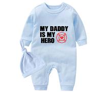 culbutomind Body Bébé Jumeaux My Hero Naissance Vêtement Fille Garçon Cadeaux Jumeau Pyjama Bébé Avec Bonnet(blue 3m)