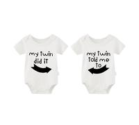 culbutomind Body bébé jumeaux My Twin Did It nouveau-né bébé tenue pyjama jumeaux bébé grenouillère mignon combinaison, White My Twin Did It, 0-3 mois