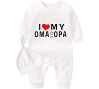 culbutomind Body Bébé Jumeaux OMA OPA Naissance Vêtement Fille Garçon Cadeaux Jumeau Pyjama Bébé Avec Bonnet(white 3m)
