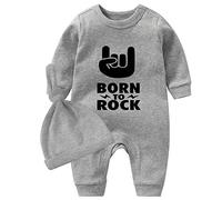 culbutomind Body Bébé Jumeaux Rock Naissance Vêtement Fille Garçon Cadeaux Jumeau Pyjama Bébé Avec Bonnet(grey 9m)