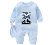 culbutomind Body Bébé Jumeaux The Wolf Naissance Vêtement Fille Garçon Cadeaux Jumeau Pyjama Bébé Avec Bonnet(blue 12m)