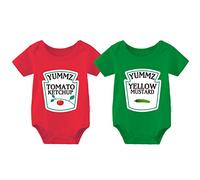 culbutomind Body Bébé Jumeaux Yummz Tomato Ketchup Naissance Vêtement Fille Garçon Cadeaux Manches Courtes Jumeau Pyjama(RG S 3m)