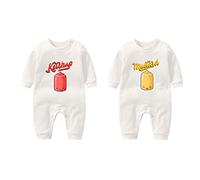 culbutomind Body Bébé Jumeaux Yummz Tomato Ketchup Naissance Vêtement Fille Garçon Cadeaux Manches Longues Jumeau Pyjama(white km 3m)