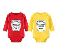culbutomind Body Bébé Jumeaux Yummz Tomato Ketchup Naissance Vêtement Fille Garçon Cadeaux Manches Longues Jumeau Pyjama(RY L 12m)